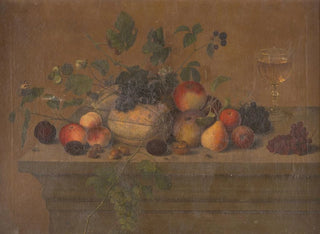 Still life with fruits, a glass chalice, nuts, and insects - Emil Weichert — artwork view