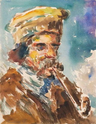 Farmhouse Painting of a Pipe Smoker - Emil von Gerliczy — artwork view