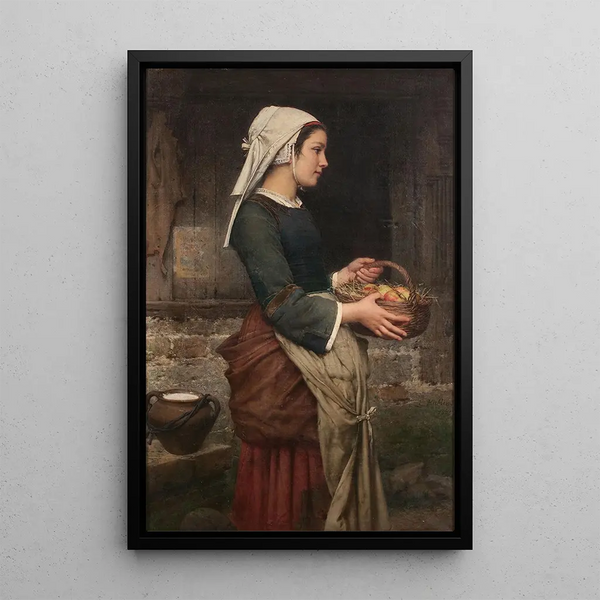 The apple basket - Émile-Auguste Hublin — framed artwork on a wall