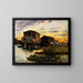 Bateau-lavoir sur la Seine aux environs de Paris - Émile Antoine Guillier — framed artwork on a wall