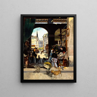 Le Marché des Carmes place Maubert - Émile Antoine Guillier — framed artwork on a wall