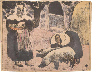 Breton Painting feeding pigs - Émile Bernard — artwork view