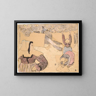 Breton Painting drying laundry - Émile Bernard — framed artwork on a wall