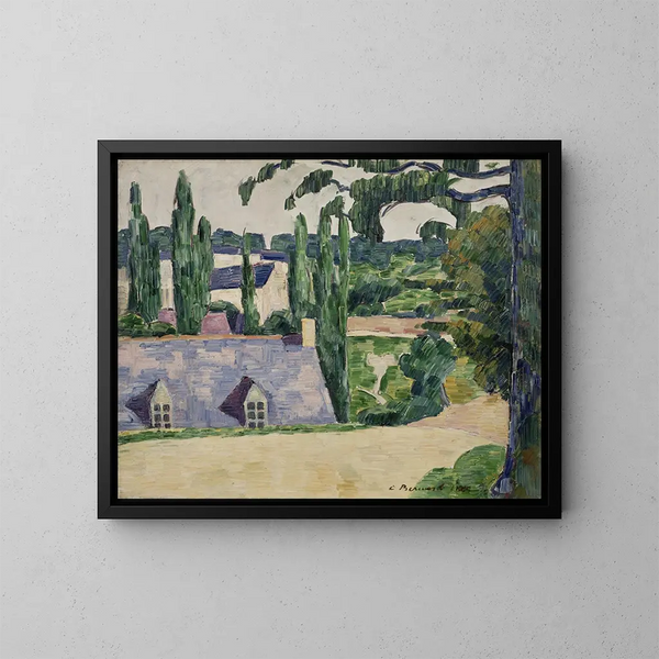 Landscape at Pont-Aven - Émile Bernard — framed artwork on a wall