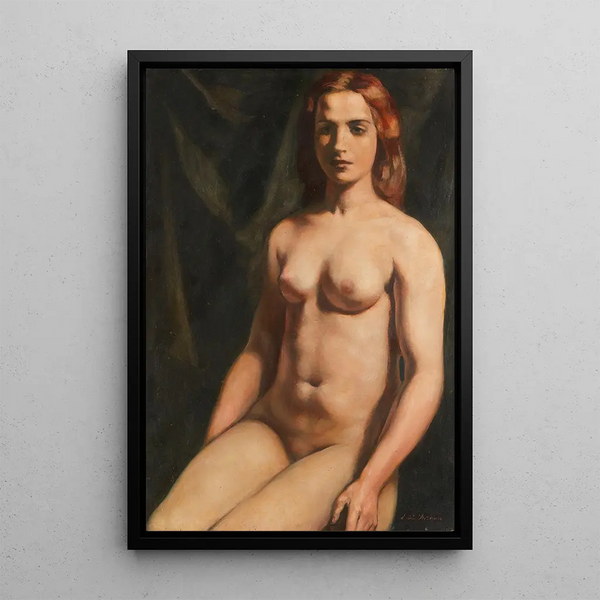 Nude Sitting Painting - Émile Bernard — framed artwork on a wall