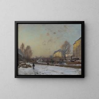 Le Pont Neuf, quay of the Grands Augustins bank - Émile Cagniart — framed artwork on a wall