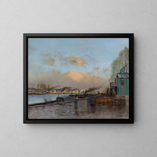 Le quai de Bercy (Conflit de cas) - Émile Cagniart — framed artwork on a wall