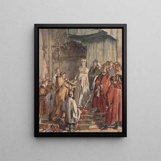 Marie de Bourgogne swears to respect the privileges of the city in 1477 - Émile Charles Wauters — framed artwork on a wall