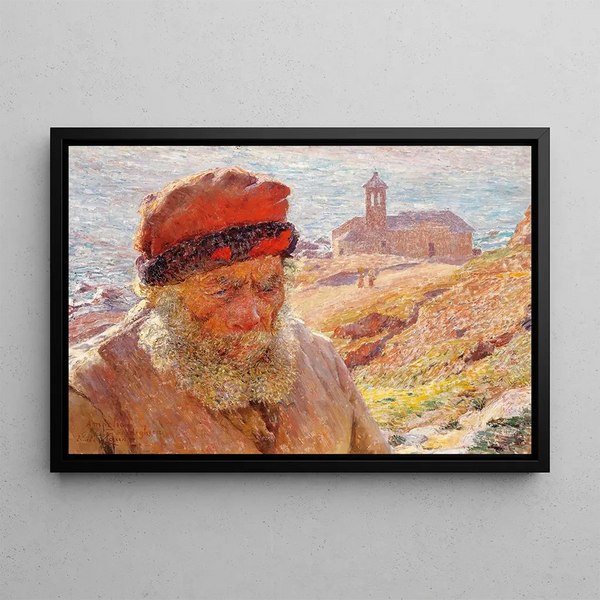 Ampelio, old fisherman of Bordighera - Émile Claus — framed artwork on a wall