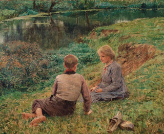 Children in a landscape - Émile Claus — artwork view