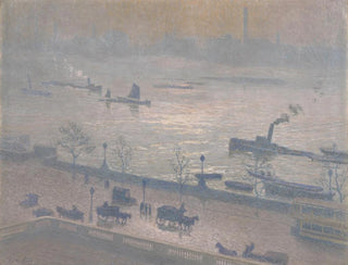 Morning Reflection on the Thames in London - Émile Claus — artwork view