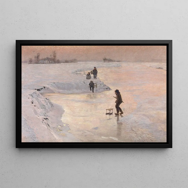 Skaters - Émile Claus — framed artwork on a wall