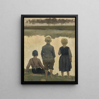 Study for Le bateau qui passe - Émile Claus — framed artwork on a wall