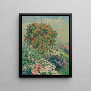 The blooming garden in May - Émile Claus — framed artwork on a wall