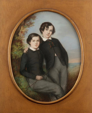 Portrait painting of J. McNeill Whistler and his brother William Dr. William Whistler - Émile François Dessain — artwork view