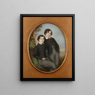 Portrait painting of J. McNeill Whistler and his brother William Dr. William Whistler - Émile François Dessain — framed artwork on a wall