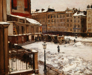 La place Pigalle sous la neige - Émile Louis Mathon — artwork view