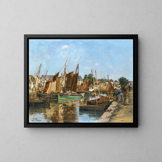 Boats at the Port - Émile Louis Vernier — framed artwork on a wall