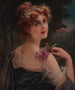 Young woman with a sprig of lilac - Émile Vernon — artwork view