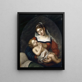 Virgin and Child - Emilie Linder — framed artwork on a wall