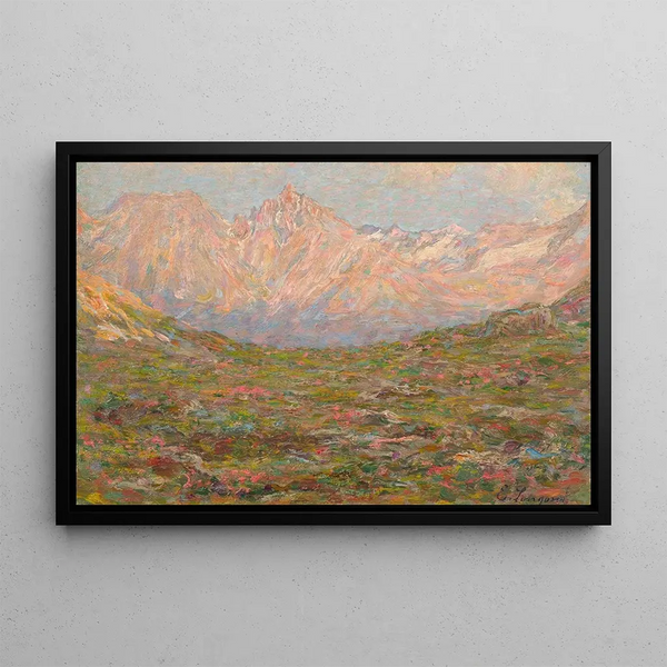 Mountain landscape painting - Emilio Longoni — framed artwork on a wall