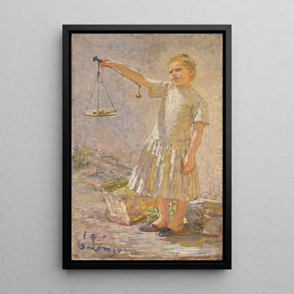 La vendeuse de fruits - Emilio Longoni — framed artwork on a wall