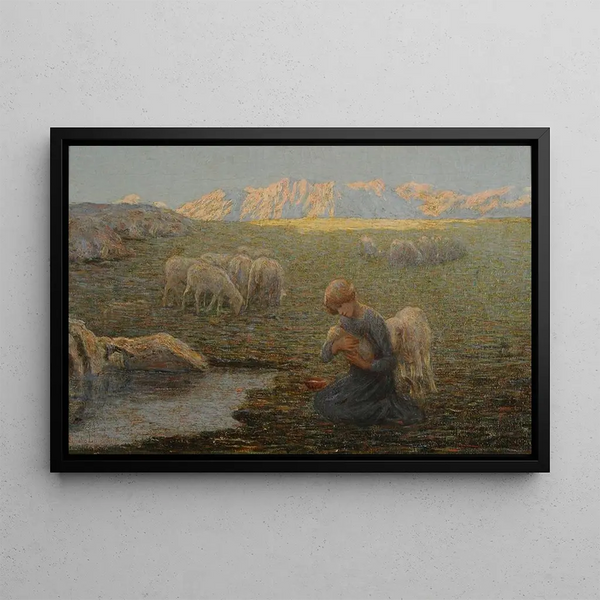 La brebis malade - Emilio Longoni — framed artwork on a wall