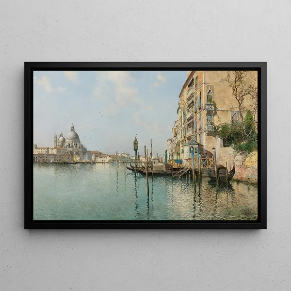the Mouth of the Grand Canal, Santa Maria della Salute in the distance - Emilio Sánchez Perrier — framed artwork on a wall