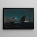 Ships under moonlight - Emilios Prosalentis — framed artwork on a wall