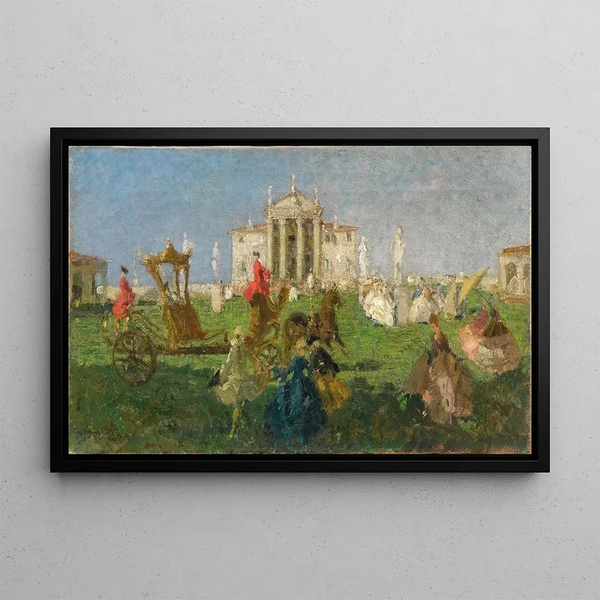 Promenade en calèche devant la Villa Capra - Emma Ciardi — framed artwork on a wall