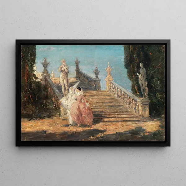 En Route pour le Bal Masqué - Emma Ciardi — framed artwork on a wall