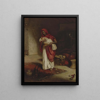 Indian Verse Painting with Sleeping Children - Emma W. Fullerton — framed artwork on a wall