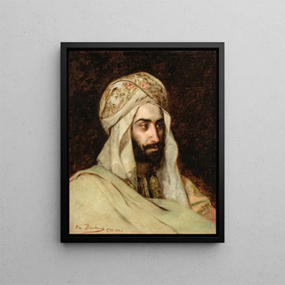 Man with White Turban in Constantinople - Emmanuel de Dieudonné — framed artwork on a wall