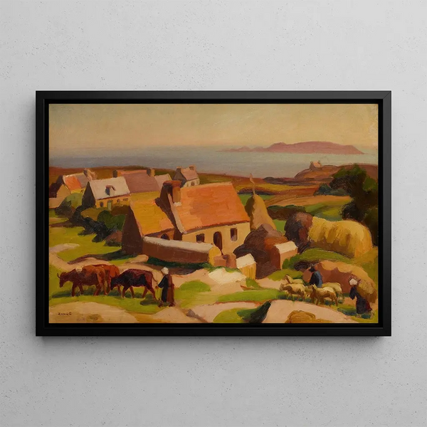 Landscape Painting of Perros-Guirec - Emmanuel de La Villon — framed artwork on a wall