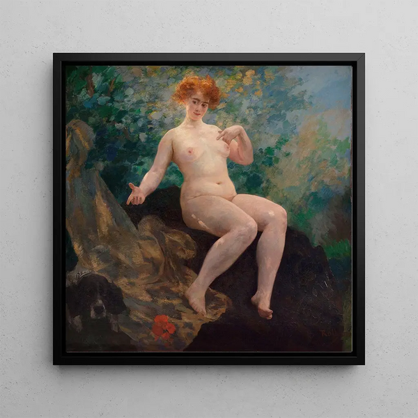 Head-to-head woman with dog - Alfred Philippe Roll — framed artwork on a wall