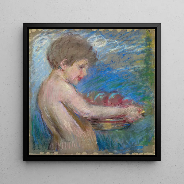 Child with Fruits - Alice Pike Barney — framed artwork on a wall