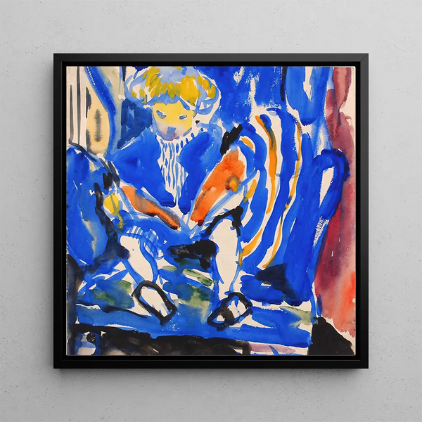 Child reading - Henry Lyman Saen — framed artwork on a wall