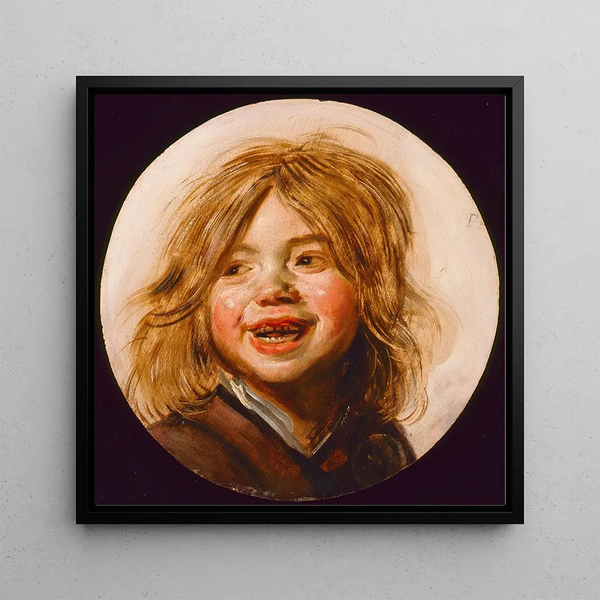 Child laughing painting - Frans Hals — framed artwork on a wall