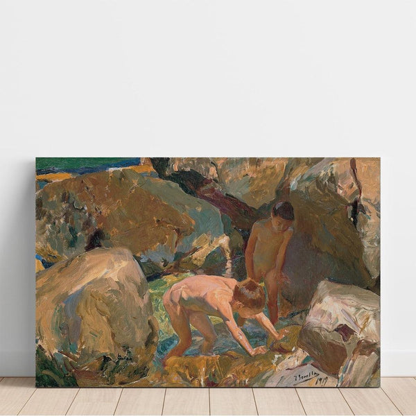 Reproduction of the painting Children searching for shells - Joaquín Sorolla