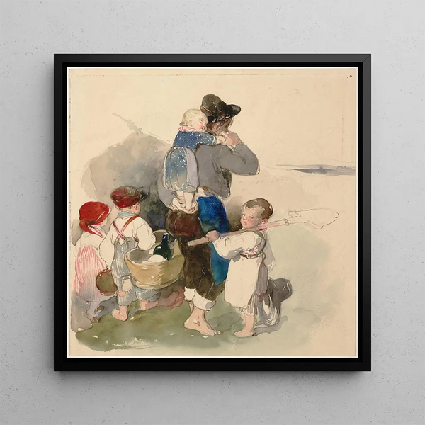 Children on the way to work in the fields - Peter Fendi — framed artwork on a wall
