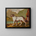 a long-haired dog near a mountain lake - English school — framed artwork on a wall