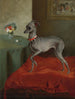 An Italian Greyhound on a Red Cushion - English School — artwork view
