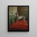 An Italian Greyhound on a Red Cushion - English School — framed artwork on a wall