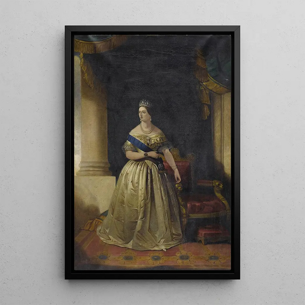 Portrait of Queen Victoria - English School — framed artwork on a wall