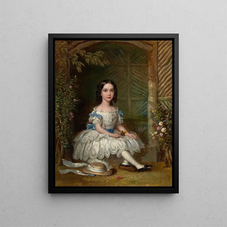 Portrait of a Girl - English School — framed artwork on a wall