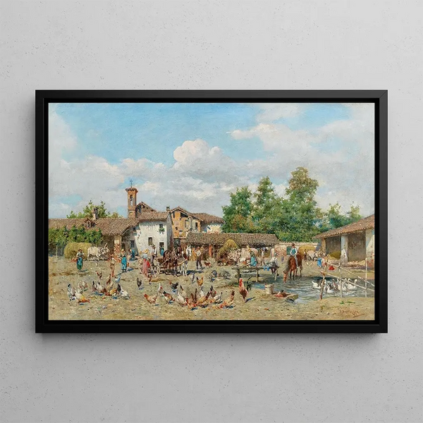 Animation outside the village - Enrico Bartezago — framed artwork on a wall