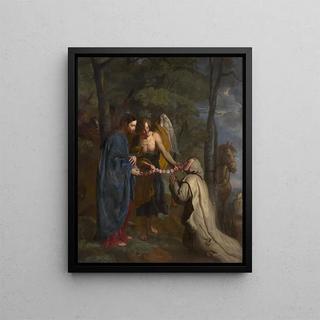 La Vierge sauvant un moine chartreux d'une embuscade - Erasmus Quellinus — framed artwork on a wall