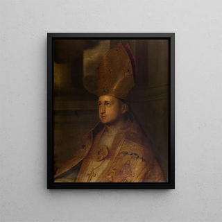 A Saint Bishop - Erasmus Quellinus the Younger — framed artwork on a wall