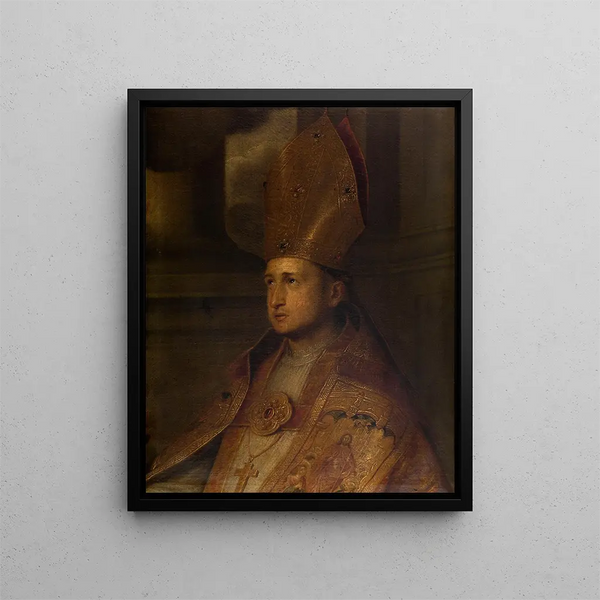 A Saint Bishop - Erasmus Quellinus the Younger — framed artwork on a wall