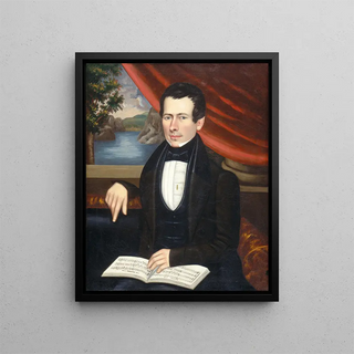 The man with the melody book, perhaps M. Cook - Erastus Salisbury Field — framed artwork on a wall
